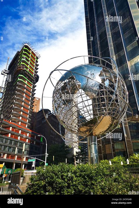 Steel Globe Sculpture at 59 st and Columbus avenue, representing earth ...