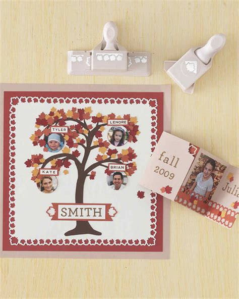 Family Tree Scrapbook Page and Leaves Accordion-Fold Card | Martha Stewart