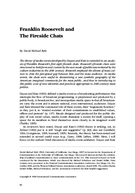 (PDF) Franklin Roosevelt and the fireside chats | david ryfe - Academia.edu