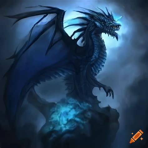 Ancient blue dragon, fantasy, concept art on Craiyon