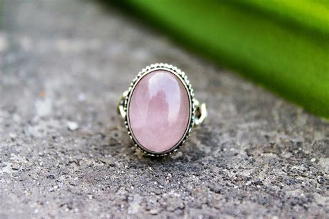 Rose Quartz Ring, Sterling Silver Rose Quartz Gemstone Ring, Handmade ...