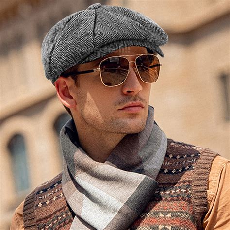 Mens 8 Panels Newsboy Flat Cap Peaky Blinders Baker Boy Golf Driving Beret Hat | eBay