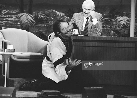 Actor Robin Williams during an interview with host Johnny Carson on...