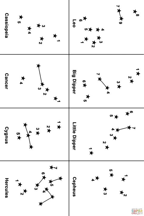 Constellation Map dot to dot | SuperColoring.com | Constellations, Science, Space activities