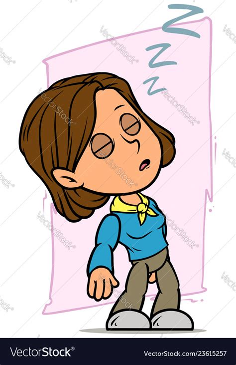 Cartoon funny sleeping brunette girl character Vector Image