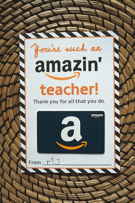 Free Amazon Teacher Gift Card Printable Template - Give Gift of Amazon ...