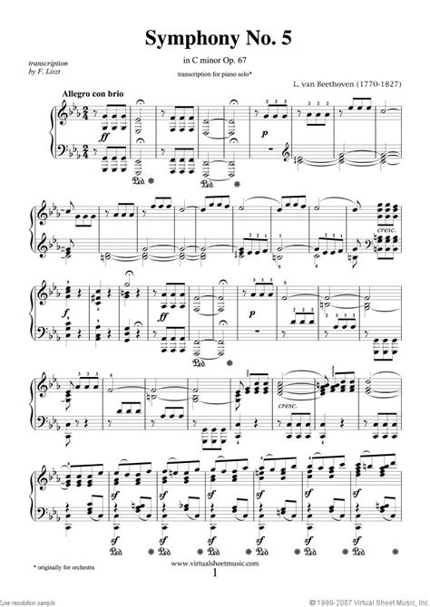 Beethoven - Symphony No.5 in C minor Op.67 sheet music for piano solo | Sheet music, Piano sheet ...