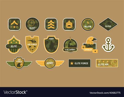 Army stickers set military eagle elite patrol air Vector Image