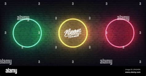 Neon frames. Set of colorful glowing circle border templates Stock Vector Image & Art - Alamy