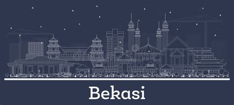 Outline Bekasi Indonesia City Skyline with White Buildings Stock Vector ...