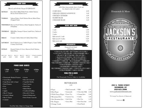 Our Menu – Jackson's Restaurant