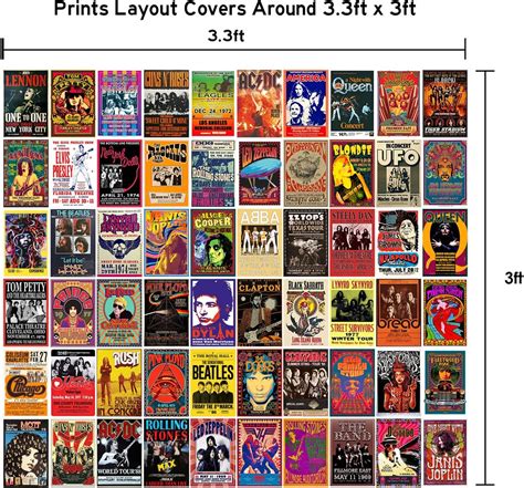 Vintage Rock Band Posters Set - Retro Music Room Décor - Wall Art ...