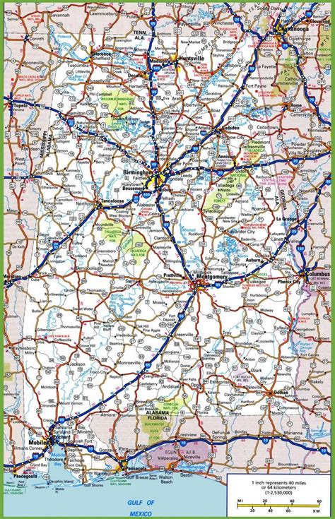 Alabama Road Map - Ontheworldmap.com