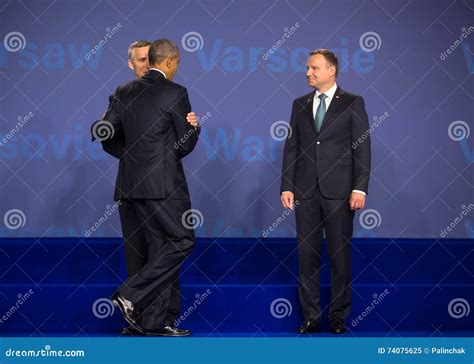 Barack Obama, Jens Stoltenberg and Andrzej Duda at NATO Summit Editorial Image - Image of safety ...