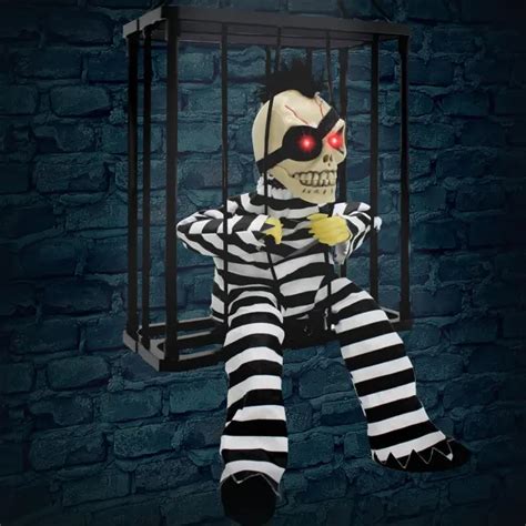 HALLOWEEN DECORATIONS SCARY Talking Prisoner Indoor Animatronics Pranks ...