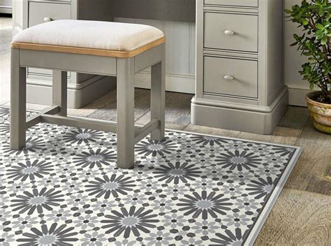 Amazon.com: Vinyl floor mat, kitchen mat with grey Moroccan tiles ...