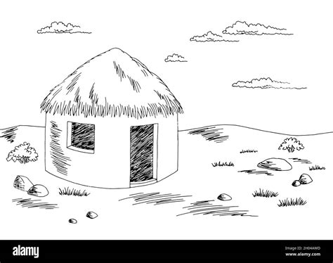 Desert hut house graphic black white sketch illustration vector Stock Vector Image & Art - Alamy