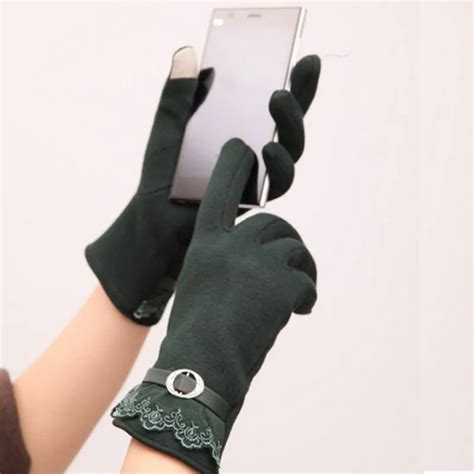 Fashion Design Cotton Women Touch Screen Lace Gloves Cute Lady Gloves 5 ...