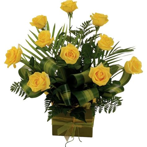 Yellow Roses Arrangement- 10 Roses - FlowerSales