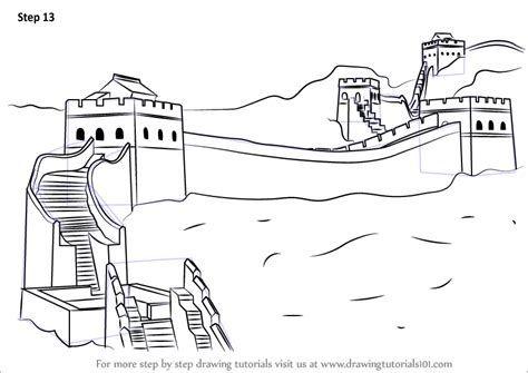 Learn How to Draw Great Wall of China (World Heritage Sites) Step by ...