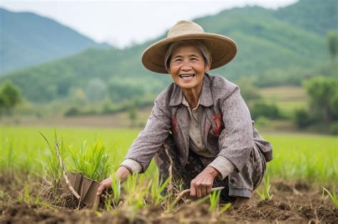 Premium AI Image | Mature woman working on field as farmer Generative AI