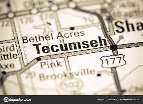 Tecumseh. Oklahoma. USA on a map — Stock Photo © aliceinwonderland2020 #330932768