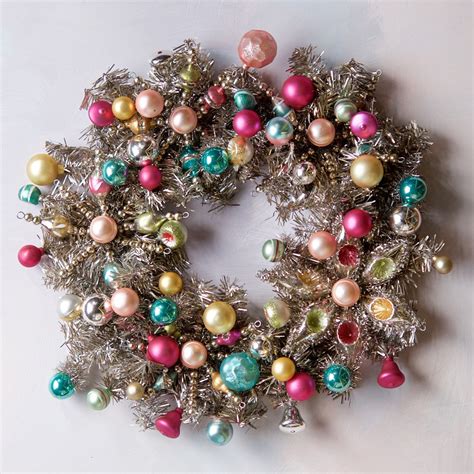 One Hundred Eighty Degrees Reflector Ball Ornament Wreath with Tinsel from Eliza… | Christmas ...