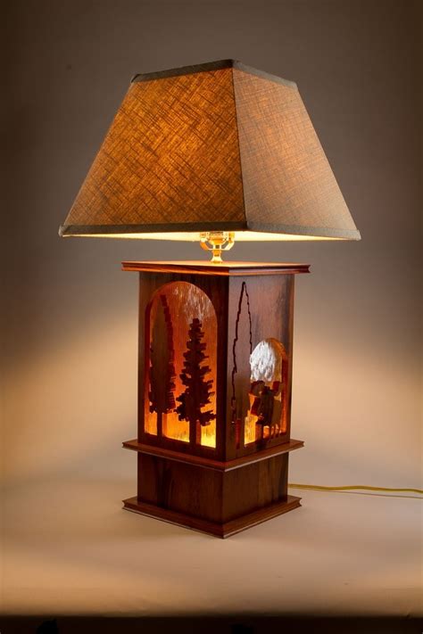 Hand Made Moose Lamp-Tigerwood Carved 3 Way Table Lamp by Concepts N ...