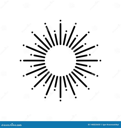 Sun Rays Black Icon Isolated on White Background Stock Vector - Illustration of shape, graphic ...