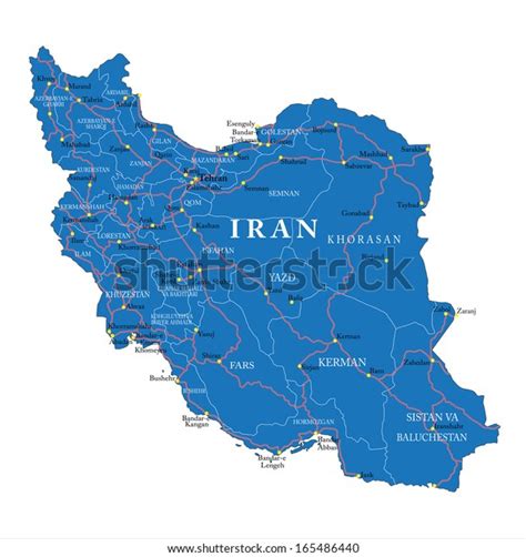 Iran Political Map Stock Vector (Royalty Free) 165486440 | Shutterstock