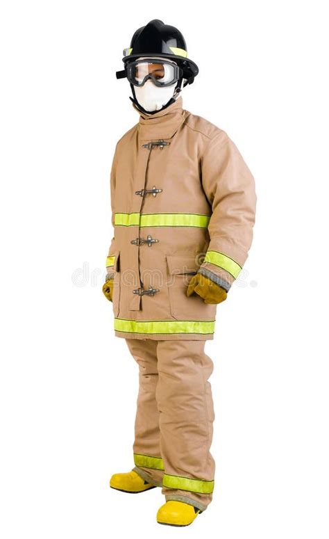 Fireman in his uniform isolated. Fireman with the fire protection ...