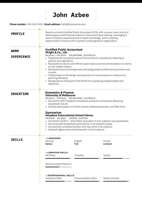 Cpa Resume Template