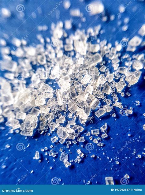 Sugar Crystals on a on Blue Background Stock Image - Image of natural ...