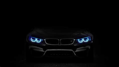 Download wallpaper 3840x2160 bmw, car, blue headlight, dark 4k wallpaper, uhd wallpaper, 16:9 ...