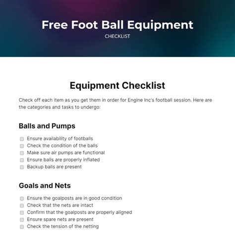 FREE Equipment Checklist Templates & Examples - Edit Online & Download