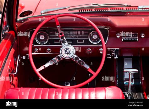 1960s Convertible Ford Mustang interior. Classic American car Stock Photo - Alamy