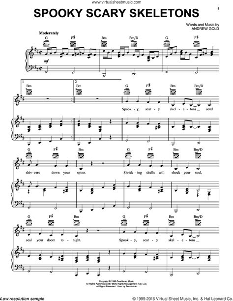 Spooky Scary Skeletons sheet music for voice, piano or guitar