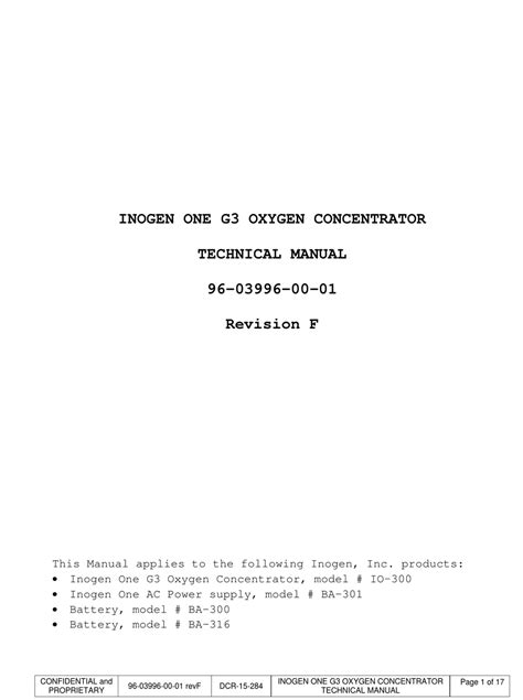 INOGEN ONE G3 TECHNICAL MANUAL Pdf Download | ManualsLib