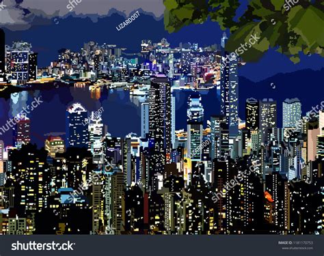 Pixel Art Night City Vector Illustration Stock Vector (Royalty Free ...