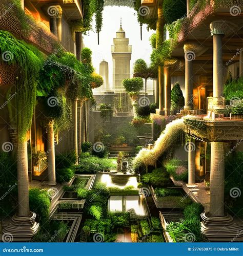 The Hanging Gardens Of Babylon Depiction Royalty-Free Stock Photo ...