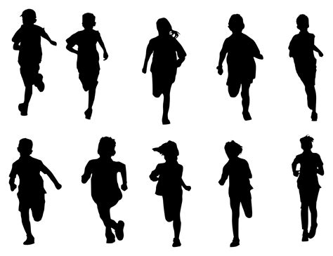 10 Kid Children Running Silhouette (PNG Transparent) | OnlyGFX.com