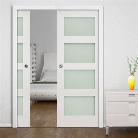 Coventry Shaker Double Evokit Pocket Doors - Frosted Glass - White Primed | Deuren interieur ...