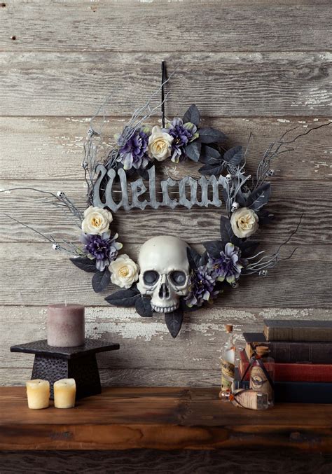 16" Welcome Skull Wreath Decoration | Halloween Wreath