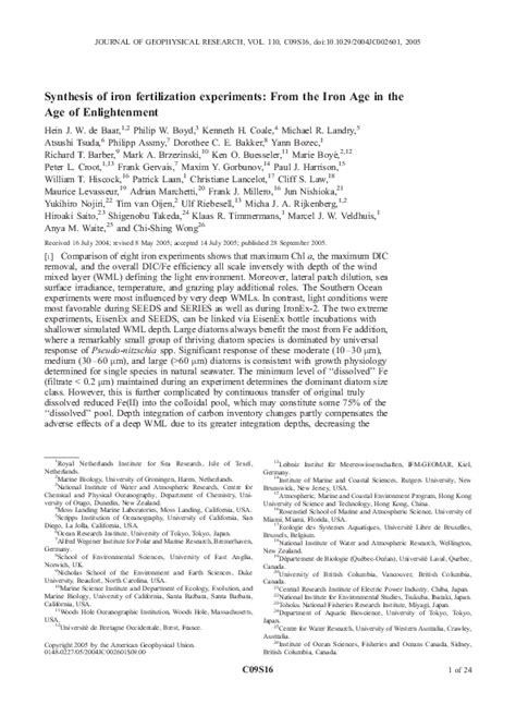 (PDF) Synthesis of iron fertilization experiments: From the Iron Age in the Age of Enlightenment ...