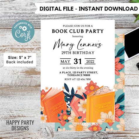 Book Club Party Invitation Bridal Shower Reader Party - Etsy in 2022 ...