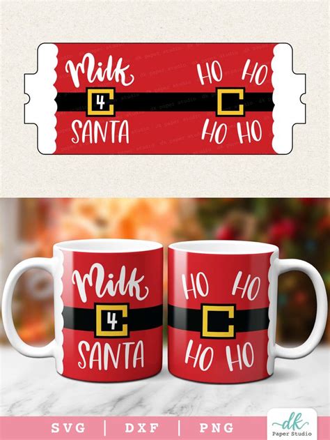two red coffee mugs with santa's belt on them