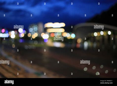 Summer night view and colorful round bokeh of Namgang River in Jinju-si ...