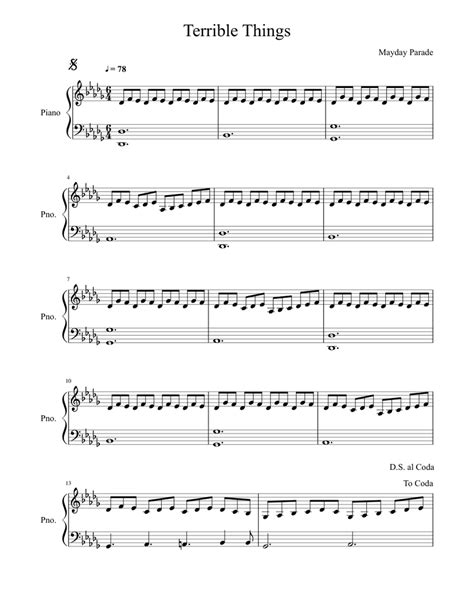 Terrible Things Sheet music for Piano (Solo) | Musescore.com