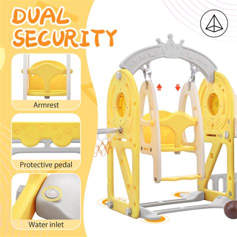 5-in-1 Toddler Swing and Slide Set, Kids Playground Climber Playset, Adjustable Swing, Indoor ...