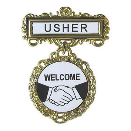 Badge-Usher Welcome-Pin Back-Fancy Round-Brass - Walmart.com